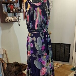 Beautiful Matthew Williamson Silk Backless Floral Dress, Sz 10